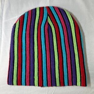 Coldwater Creek Vertical Striped Multicolor Winter Beanie Hat
